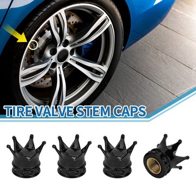 12.8MM Car Tire Valve Stem Caps Wheel Valve Cap Black for Car SUV Bike RV 4pcs