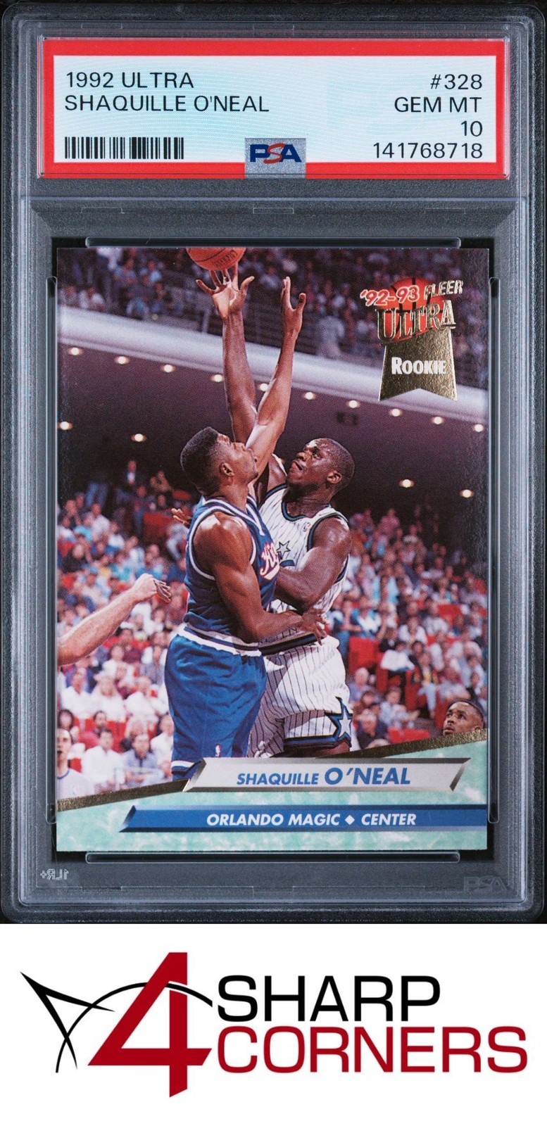 1992 ULTRA #328 SHAQUILLE O'NEAL RC MAGIC HOF PSA 10