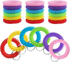 30 Pcs Wrist Coil Key Chain Bulk Spring Spiral Keychain Wrist Keychain Stretch L