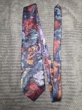 Black Brown 1826 Mens Abstract Floral Necktie Blue Purple Burgundy USA Made Tie.