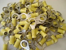 Amp Yellow Amp 3/8 Stud 12-10 AWG Insulated Ring Lugs Terminals  LOT of 100