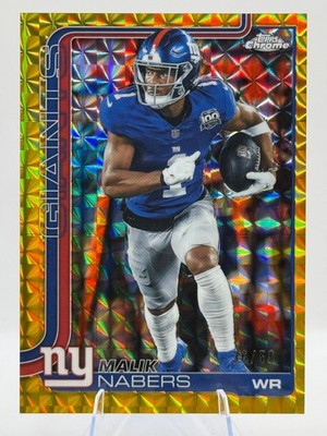 2025 Topps Chrome Malik Nabers Gold Refractor #/50 New York Giants #225