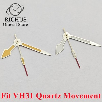 RICHUS Silver-Yellow Watch Hands Green Luminous Fit VH31 Quartz Movement
