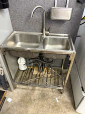 Stainless Steel Freestanding 2-Compartment Commercial Compartment Sink on Stand