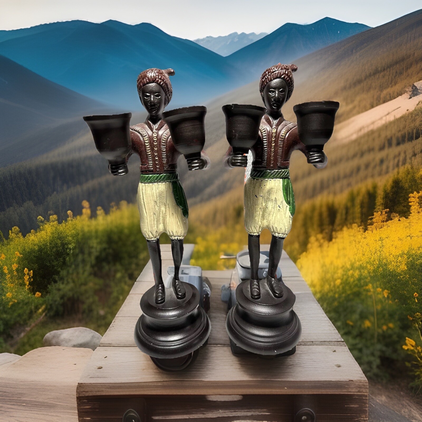 Cast Brown Bronze Figurine Statues