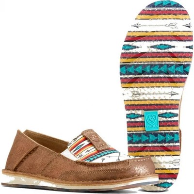 Ariat Cruiser Women's Rose Gold Metallic Aztec Arrow Canvas Leather Moc 853-57