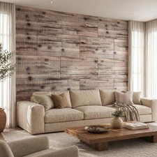 8-Pack 3D Faux Wood Wall Panels, Lightweight PU Panels, Gray