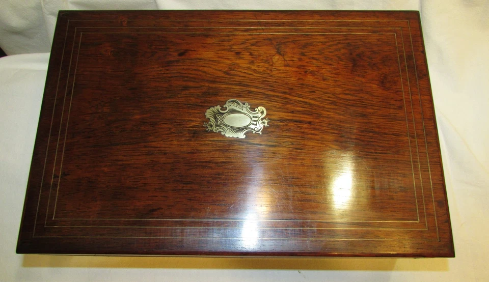 ECRITOIRE DE VOYAGE ANCIEN COMPLET 19ème / 19th travel writing wood box - Photo 2/4