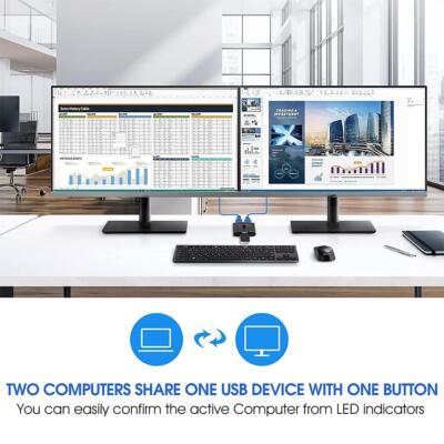 USB 3.0 Switch Selector KVM Switch 2 in 1 Drucker Tastatur Sharer Splitter  N3C7