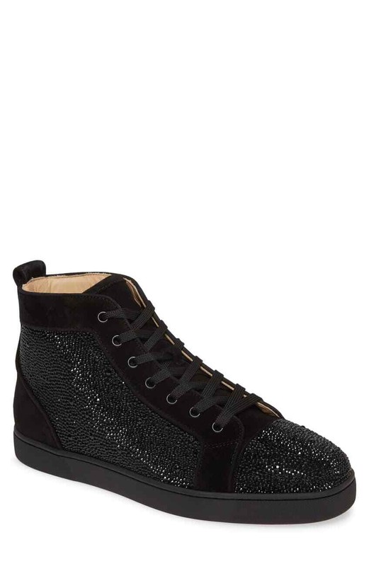 100% AUTHENTIC NEW MEN CHRISTIAN LOUBOUTIN STRASS HIGH TOP SNEAKERS EU 41/US 8
