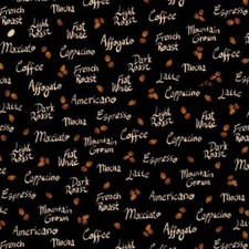 Perfect Blend Coffee Words Toss Cotton Fabric
