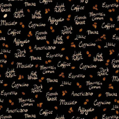 Perfect Blend Coffee Words Toss Cotton Fabric