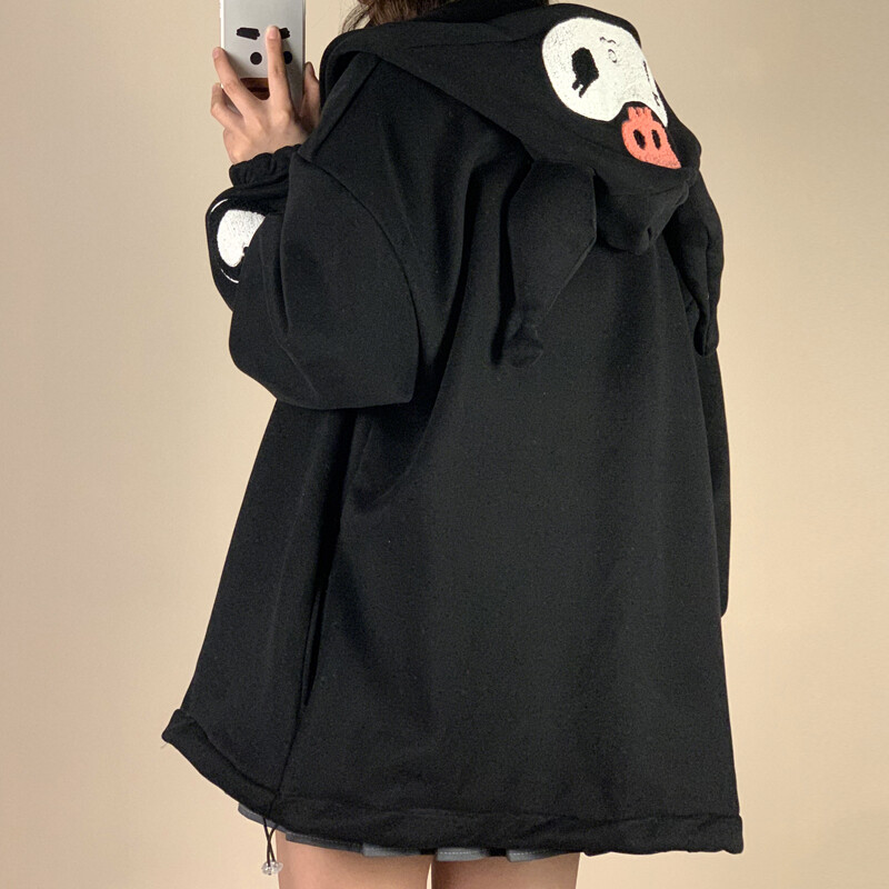 Japanese Girl Kuromi Devil Black Zipper Sweatshirt Contume | eBay