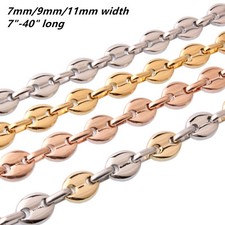 Multi-color 7"-40" Women Men's Chain Stainless Steel Coffee Beads Link Necklace