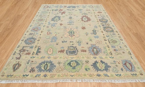 8x10 Oushak Rug Contemporary Hand-Knotted Living Room Area Rug Color Mustered - Picture 4 of 10