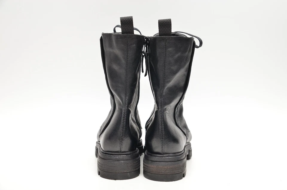 Botas de encaje al tobillo de motociclista de cuero negras MJUS para mujer talla 39 / EE. UU. 8,5 - 9 Foto 3 de 4