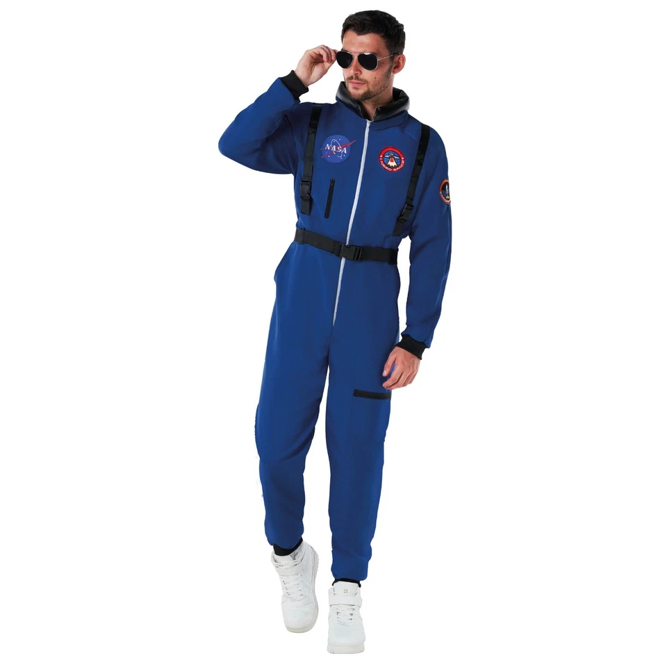 Fantasia masculina de astronauta azul adulto NASA Spaceman Space Suit M - XL Halloween - Imagem 3 de 4
