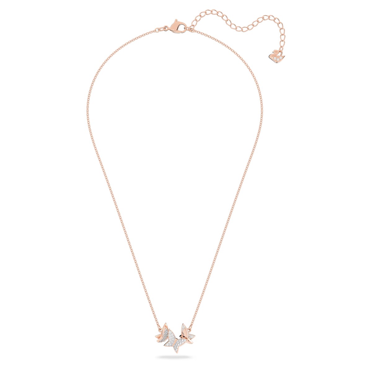 Swarovski Lilia necklace Butterfly, White, Rose gold-tone