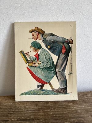 Norman Rockwell print on canvas-The Critic 1970's printed Lithograph On canvas