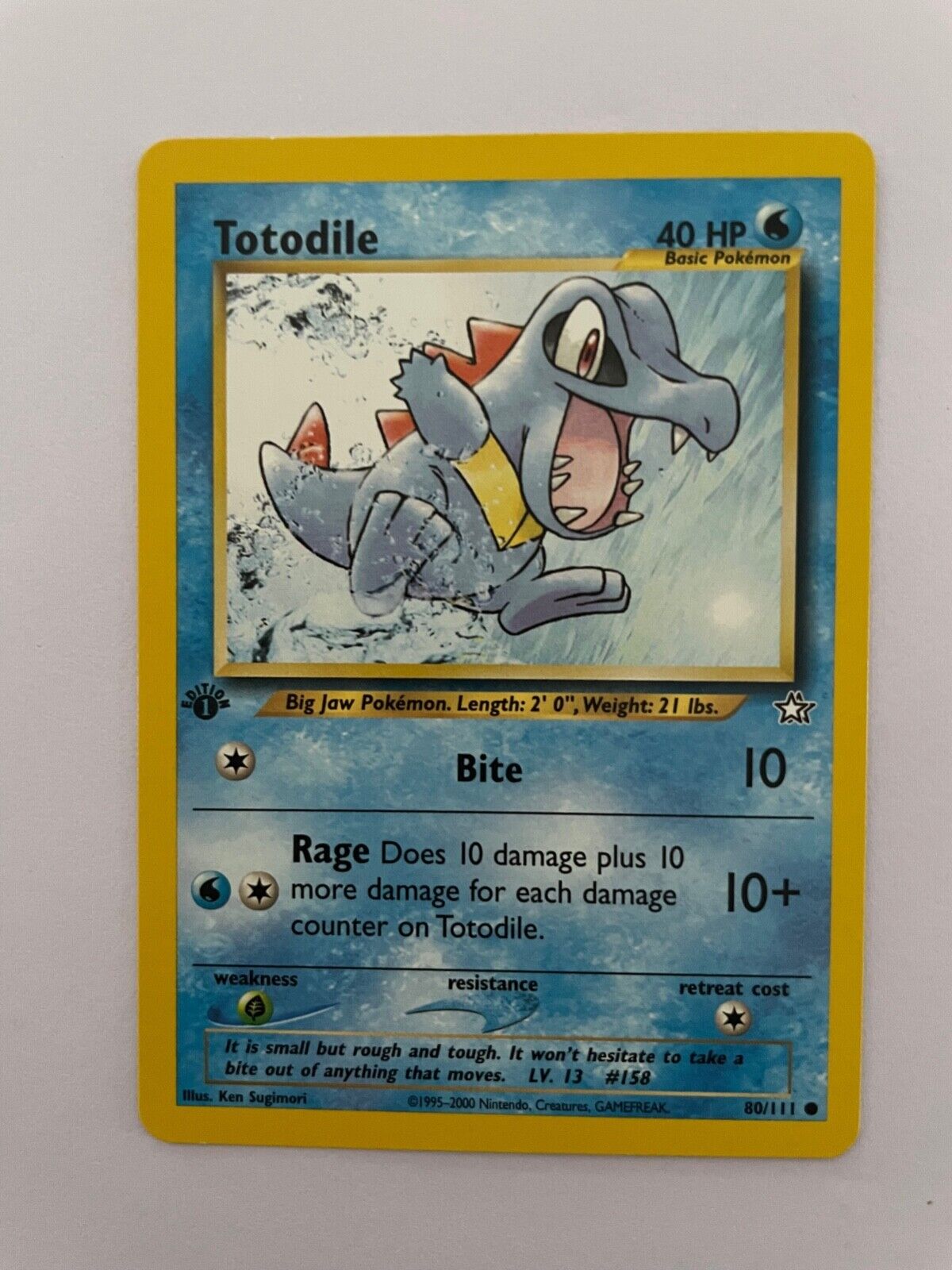 1st Edition Totodile 80/111 Neo Genesis Set Rare Vintage Pokemon Card - NM