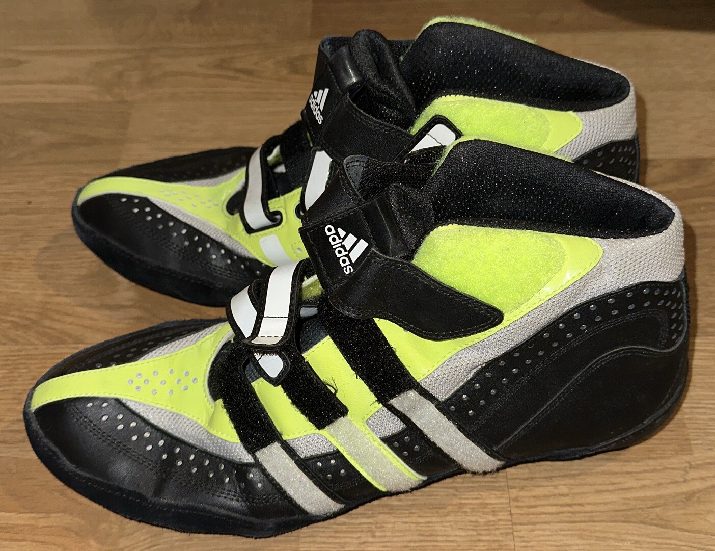 Adidas Wrestling Shoes Extero 017085 Black Green White Mens Size 12.5