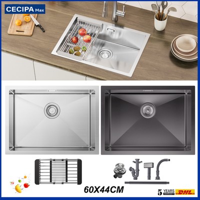 Edelstahl Einbauspüle Küchenspüle Spülbecken mit Abtropffläche 60X44 Sifon Spüle