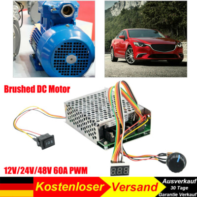 DC 10-55V Motor Drehzahlregler Reversible Schalter 12V 24V 36V 60A PWM CW/CCW DE