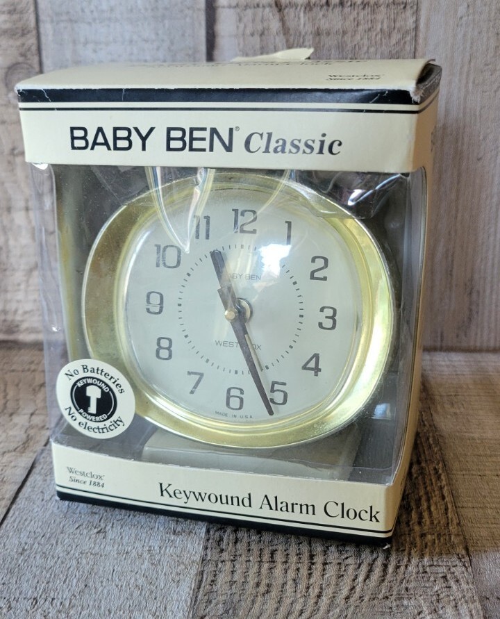 Westclox Baby Ben Classic Key wound Alarm Clock Luminous Hands Box