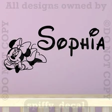 Personalized Name Walt Disney Minnie Mouse Custom Wall Decal Vinyl Sticker Decor