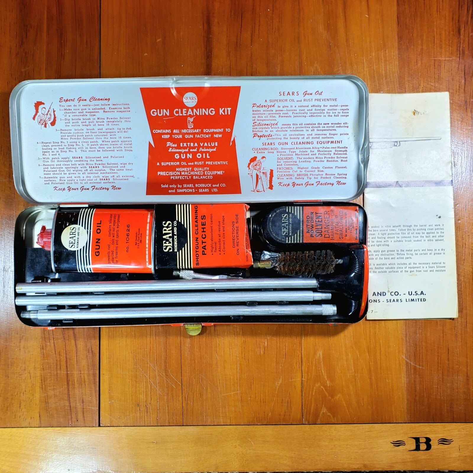 Vintage Sears Roebuck and Co GUN CLEANING KIT No.2140 1216ga Metal Box
