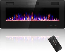 36 Inch Electric Fireplace,in-Wall Recessed and Wall Mounted Heater,Remote,Timer