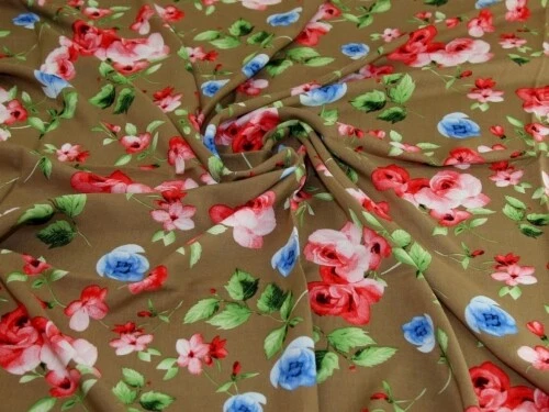 Minerva Viscose Challis Fabric Tan - per metre