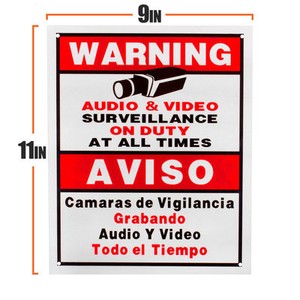 SECURITY SIGN BOARD AUDIO VIDEO SURVEILLANCE CAMERA SIGN ENGLISH