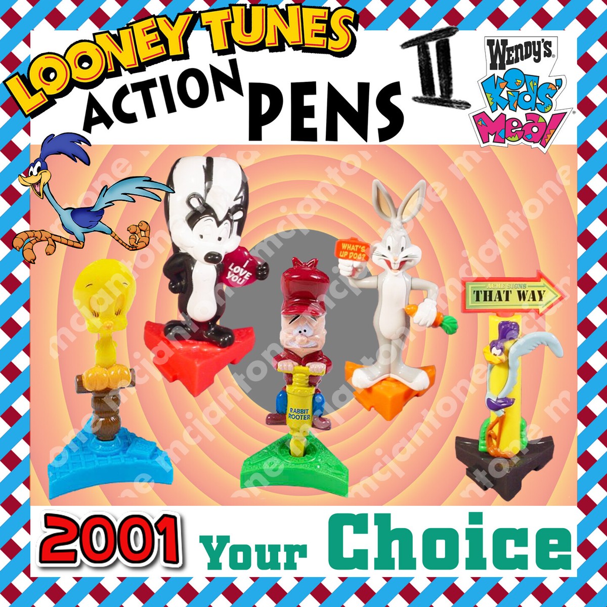 Wendy's 2001 LOONEY TUNES ACTION PENS 2 Cartoon PEN Character YOUR