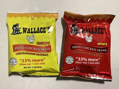 WALLACE S Fried Chicken Skin 2 Oz. Bags - 8 Packs. Chicharrones De Pollo