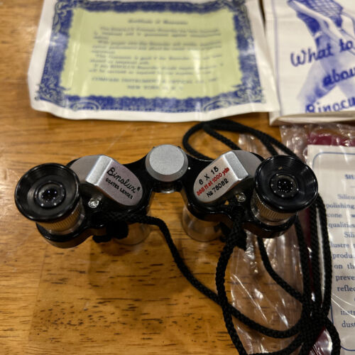 VINTAGE BINOLUX MICRON 6x15 THEATER BINOCULARS W/ORIGINAL BOX, CLEANING CLOTH - Picture 3 of 8
