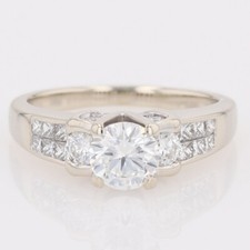 1.33ctw Diamond Solitaire with Accents Engagement Ring 14k White Gold Size 5