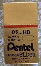 Pentel .5mm Mechanical Pencil Refill, 11 Tubes C505-HB .02 Ultra Fine NOS