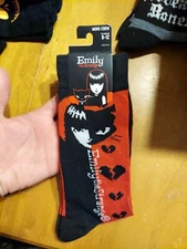 Emily the Strange Split Cat Red Black Shoe Size 8-12 Men's Crew Bioworld