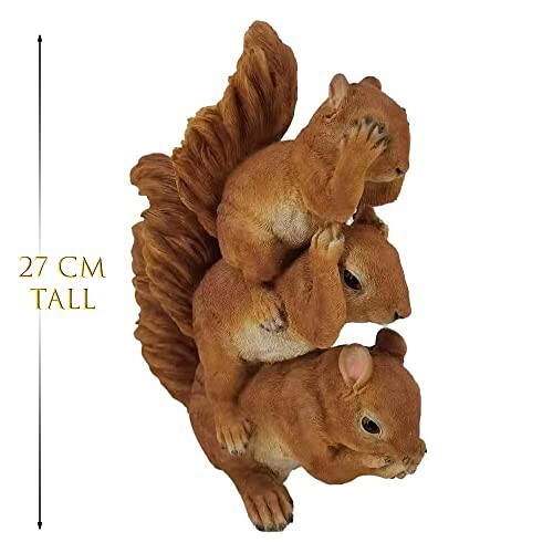 27 cm Rotes Eichhörnchen Rasenstatue - Garten 3 weise Eichhörnchen Outdoor Terrassendekor - Bild 3 von 8