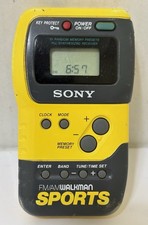 Vintage Sony SRF-M70 AM/FM WALKMAN SPORTS Radio Yellow - WORKS GREAT Fast Ship