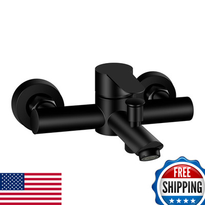 Aolemi Wall Mount Bathtub Faucet Matte Black Single Handle Mixer Taps SUS304