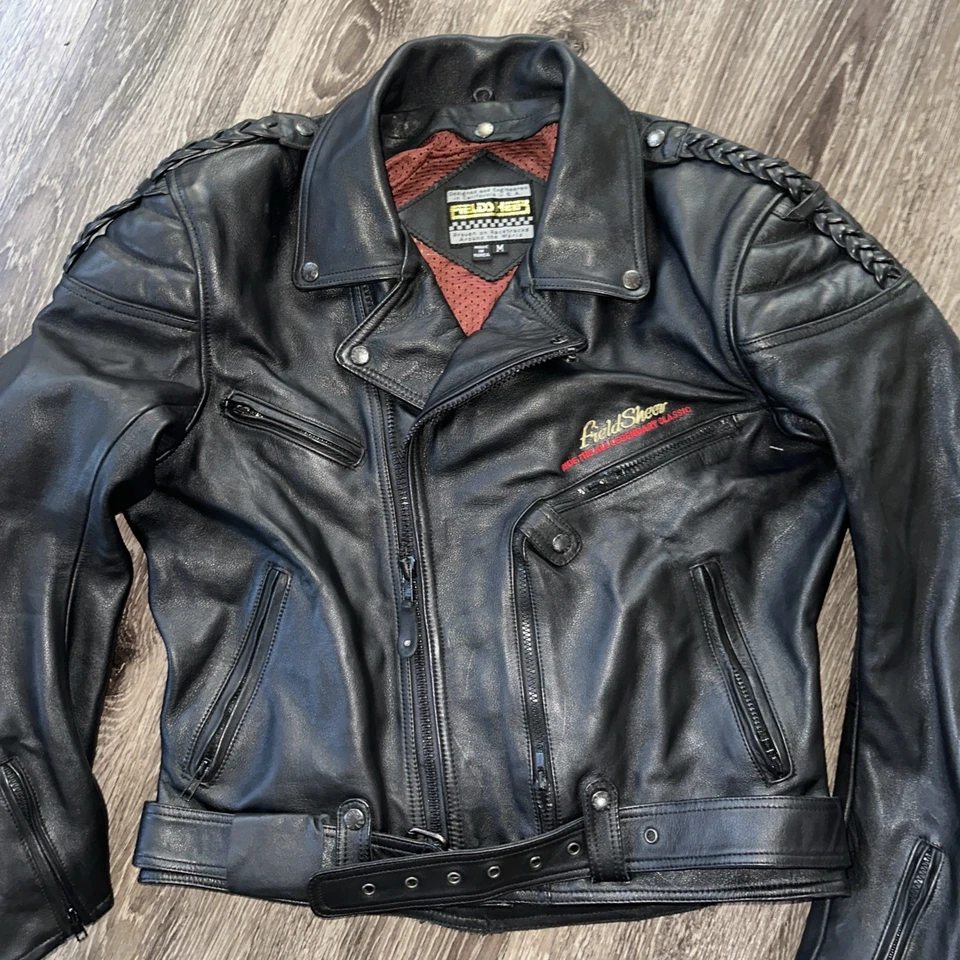 Chaqueta de cuero de colección Fieldsheer hecha con Kevlar para motocicletas carreras de carretera talla M Foto 3 de 4