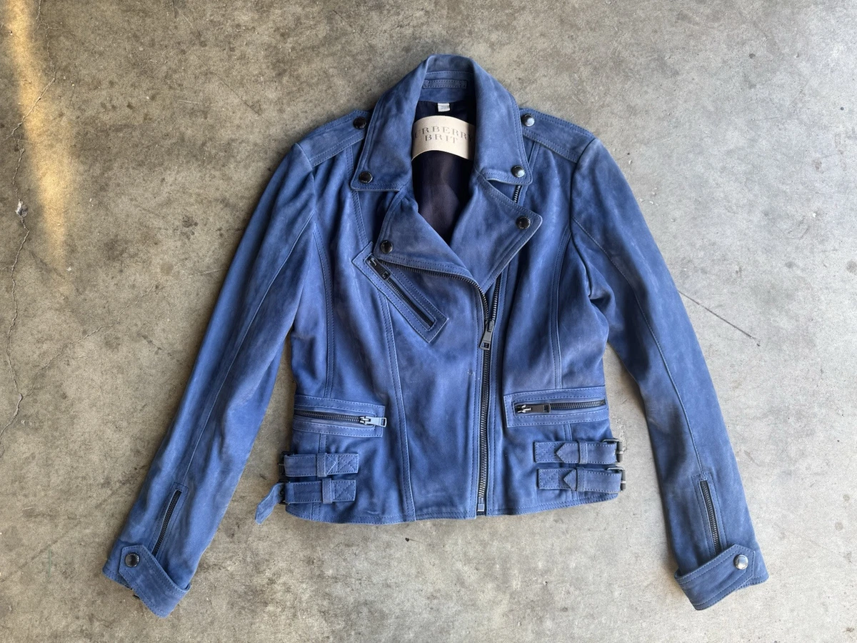 Burberry Leather Outer Shell Blue Coats, Jackets & Vests for Women