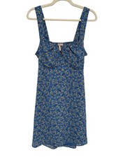BCBGGeneration Floral Day Dress Medium Floral Sleeveless Smocked Open Back Boho 
