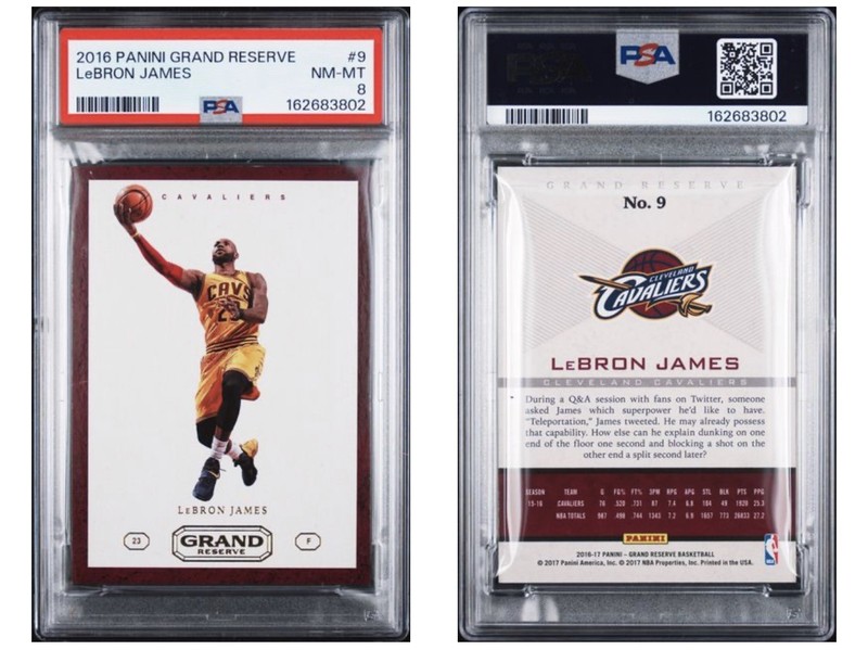 2016-17 Panini Grand Reserve 9 LEBRON JAMES PSA 8 Original Blank Slate Base SP