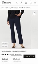 NWT Quince Navy Ultra-Stretch Ponte Bootcut Pants Size Small