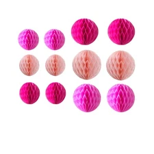 Tissue Paper Honeycomb Balls 12 PCS 6 and 8 Inch Party Decor Craft Pink Pack