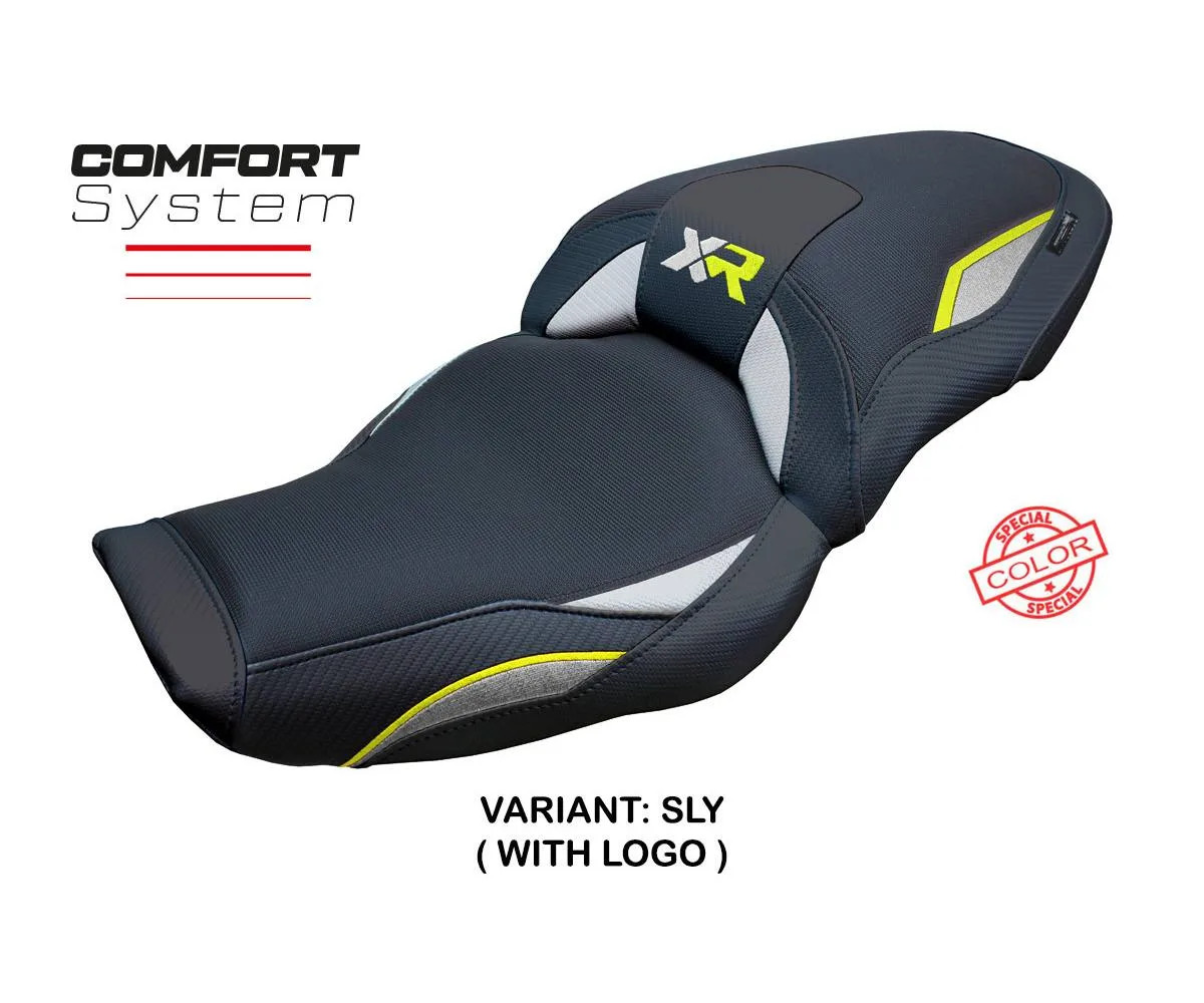 Seat cover Linz Comfort Yellow Silver + logo Tpz comp BMW S 1000 XR 2024 2026