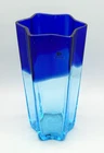 Vintage Carlo Moretti Blue Two-Tone Star Italian Murano Glass Vase 10.5”